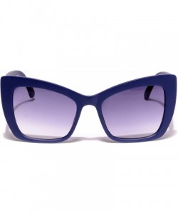 Semi-rimless Women's Oval Sunglasses Plastic Frame - Blue - C518WLHOY07 $9.15