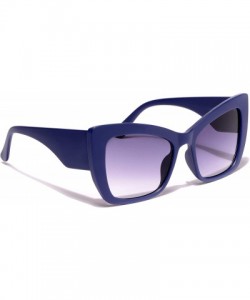 Semi-rimless Women's Oval Sunglasses Plastic Frame - Blue - C518WLHOY07 $9.15