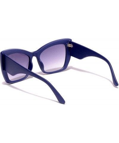 Semi-rimless Women's Oval Sunglasses Plastic Frame - Blue - C518WLHOY07 $9.15