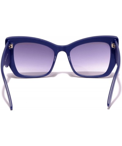 Semi-rimless Women's Oval Sunglasses Plastic Frame - Blue - C518WLHOY07 $9.15