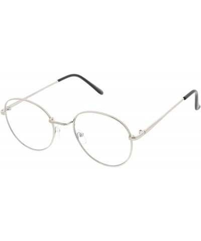 Round Classic Slim Metal Frame Clear Flat Lens Round Eyeglasses 52mm - Silver / Clear - CH12O5UJ8L9 $10.94