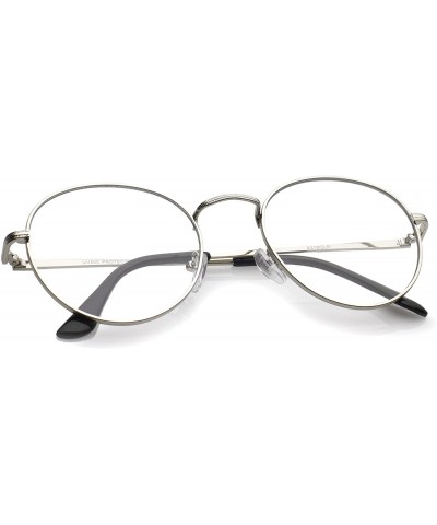 Round Classic Slim Metal Frame Clear Flat Lens Round Eyeglasses 52mm - Silver / Clear - CH12O5UJ8L9 $10.94