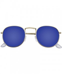 Round Fashion Round Sunglasses Men Women's Vintage Retro Mirror Glasses - Blue - C218TWDGHID $11.21