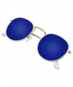 Round Fashion Round Sunglasses Men Women's Vintage Retro Mirror Glasses - Blue - C218TWDGHID $11.21