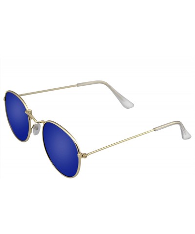 Round Fashion Round Sunglasses Men Women's Vintage Retro Mirror Glasses - Blue - C218TWDGHID $11.21