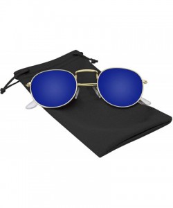 Round Fashion Round Sunglasses Men Women's Vintage Retro Mirror Glasses - Blue - C218TWDGHID $11.21