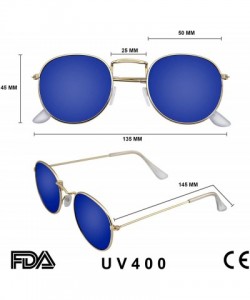 Round Fashion Round Sunglasses Men Women's Vintage Retro Mirror Glasses - Blue - C218TWDGHID $11.21