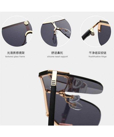 Rimless Sunglasses Women Rimless Square Big Sun Glasses for Women Summer Style Female Uv400 Alloy Mens Accessories - CM199Q0U...