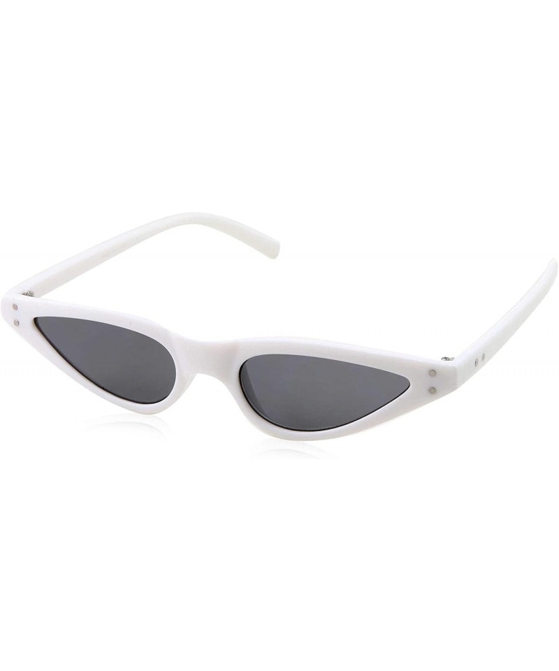 Cat Eye Womens Slim 90s Retro Flat Lens Cat Eye Sunglasses - White - CH18M5CDW0U $12.94