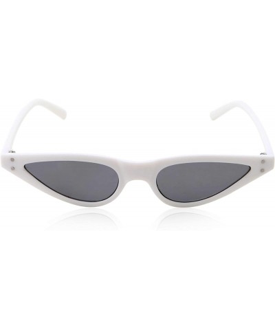 Cat Eye Womens Slim 90s Retro Flat Lens Cat Eye Sunglasses - White - CH18M5CDW0U $12.94