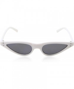 Cat Eye Womens Slim 90s Retro Flat Lens Cat Eye Sunglasses - White - CH18M5CDW0U $12.94