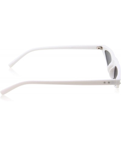 Cat Eye Womens Slim 90s Retro Flat Lens Cat Eye Sunglasses - White - CH18M5CDW0U $12.94