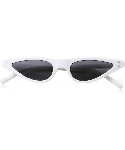 Cat Eye Womens Slim 90s Retro Flat Lens Cat Eye Sunglasses - White - CH18M5CDW0U $12.94