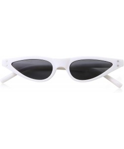 Cat Eye Womens Slim 90s Retro Flat Lens Cat Eye Sunglasses - White - CH18M5CDW0U $12.94