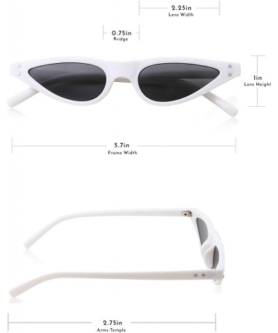 Cat Eye Womens Slim 90s Retro Flat Lens Cat Eye Sunglasses - White - CH18M5CDW0U $12.94