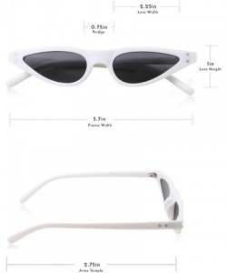 Cat Eye Womens Slim 90s Retro Flat Lens Cat Eye Sunglasses - White - CH18M5CDW0U $12.94