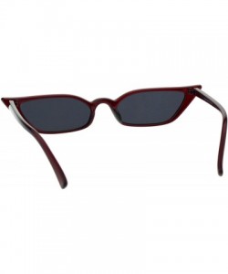 Rectangular Skinny Rectangular Cateye Sunglasses Womens Vintage Retro Fashion Shades - Burgundy - C718GRWLC6U $11.69