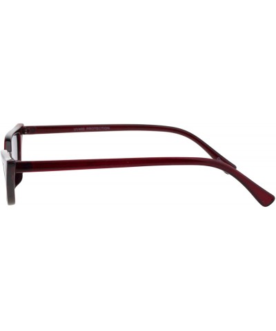 Rectangular Skinny Rectangular Cateye Sunglasses Womens Vintage Retro Fashion Shades - Burgundy - C718GRWLC6U $11.69