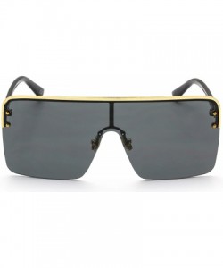 Square Oversized Flat Top Square VINTAGE RETRO SHIELD VISOR Style Aviator SUNGLASSES - Black - CD18HY5TXW8 $10.76