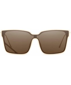 Square 2019 Fashion New One-piece Glasses Square Personality Sunglasses Men Women UV protection - Khaki - CJ18ZZTC3MY $12.68