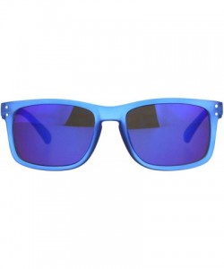 Rectangular Mens Blue Color Mirror Rectangular Horn Rim Plastic Reading Sunglasses - Blue - C1180WCOIOU $14.55