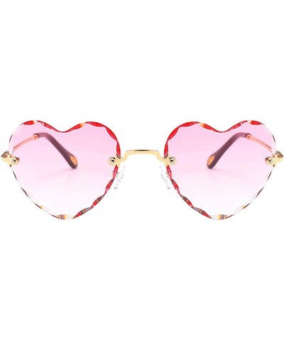 Square Women Heart Shaped RimlSunglasses Thin Metal Frame UV Protection Sun Glasses Vacation Festival Fishing - Yellow - CL19...