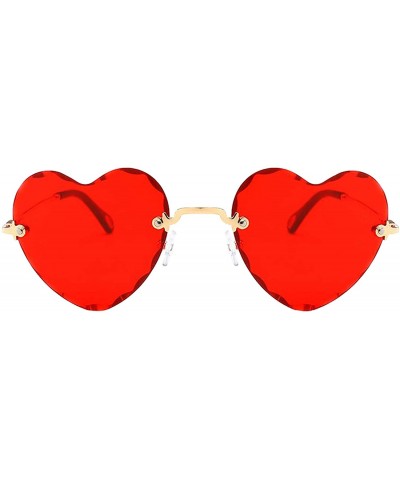 Square Women Heart Shaped RimlSunglasses Thin Metal Frame UV Protection Sun Glasses Vacation Festival Fishing - Yellow - CL19...