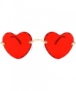 Square Women Heart Shaped RimlSunglasses Thin Metal Frame UV Protection Sun Glasses Vacation Festival Fishing - Yellow - CL19...