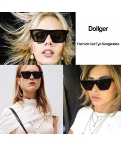 Rectangular Square Cat Eye Sunglasses for Women Fashion Oversize Cat-eye Classic women Sunglasses - A-black Frames/Black Lens...