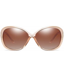 Oval Polarized TAC Sunglasses for Women Vintage Big Frame Ladies Shades UV400 Sun Glasses - E - CE198OHTGZM $12.77