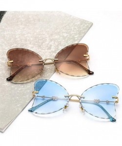 Butterfly Butterfly Sunglasses for Small Face Women Trimming Gradient Color Lens Frameless Eyewear UV Protection - CI190HEL2D...