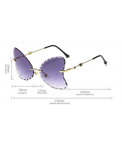 Butterfly Butterfly Sunglasses for Small Face Women Trimming Gradient Color Lens Frameless Eyewear UV Protection - CI190HEL2D...