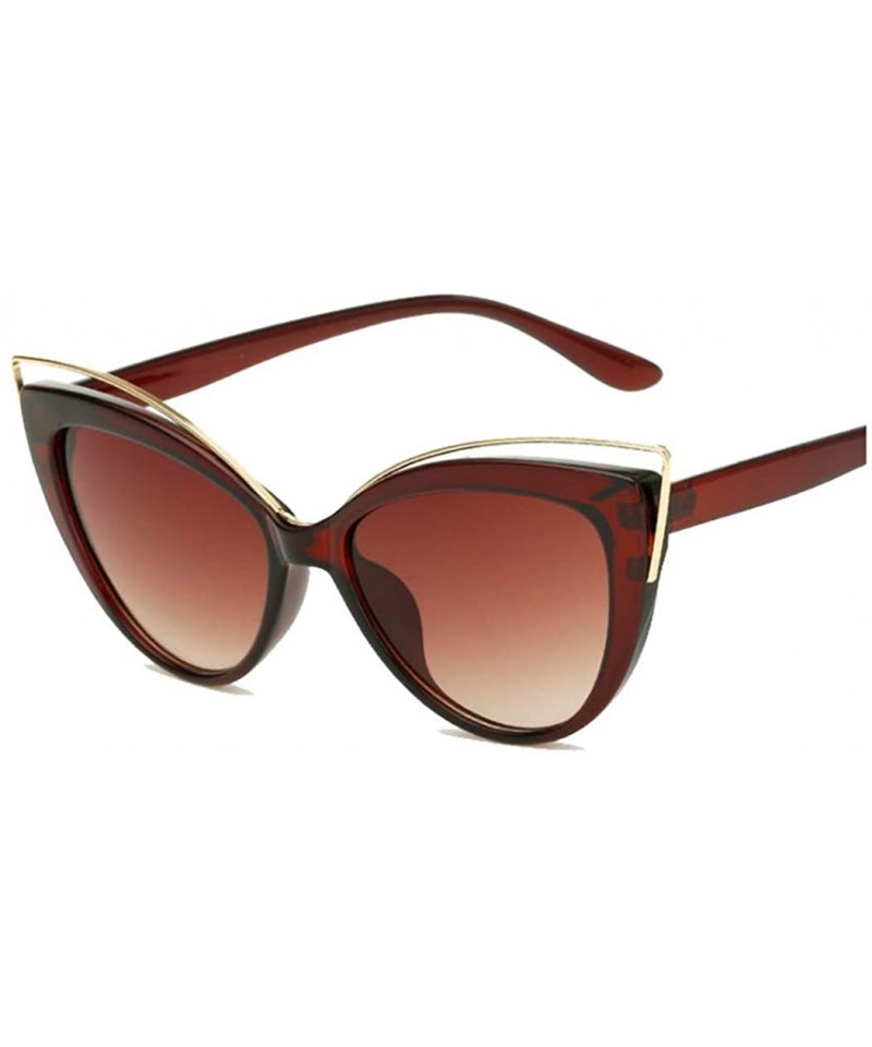 Goggle Sunglasses UV400 Retro cat Glasses Lady's Sunglasses - Dark Brown - CE18Y4H2MNM $32.66