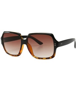 Square 2019 Retro trend rice studs classic wild unisex square brand designer sunglasses - Black Leopard - C418RLSK4A3 $17.11