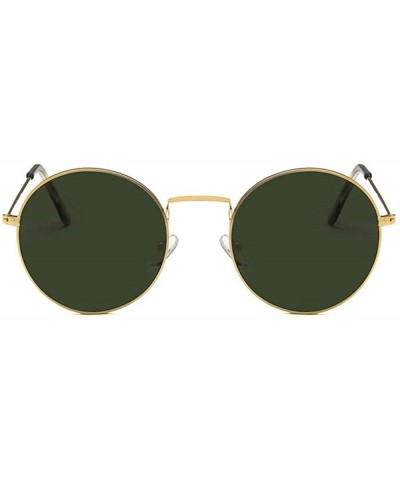 Round Women Luxury Brand Designer Metal Round Vintage Hip hop Sun glasses Shades - Green - C918LN4Z0AT $8.98