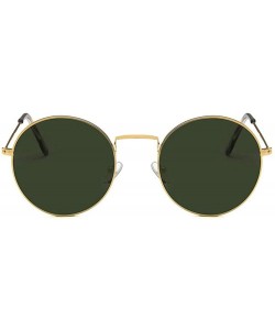 Round Women Luxury Brand Designer Metal Round Vintage Hip hop Sun glasses Shades - Green - C918LN4Z0AT $8.98