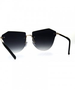 Oversized Womens Luxury Rimless Futuristic Horned Butterfly Sunglasses - Smoke - C018CGOKK2U $15.37