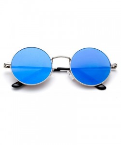 Round Newbee Fashion Inspired Mirrored Sunglasses - Silver/Blue - CS17Y0MXDK2 $8.62