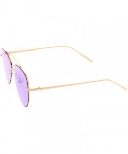 Aviator Retro Metal Frame Double Nose Bridge Color Flat Lens Aviator Sunglasses 60mm - Gold / Purple - CH12NRWQ53I $11.67