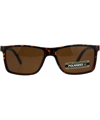 Rectangular Polarized Lens Sunglasses Unisex Fashion Classic Rectangular Frame - Tortoise (Brown) - C618CW6CEXT $11.89