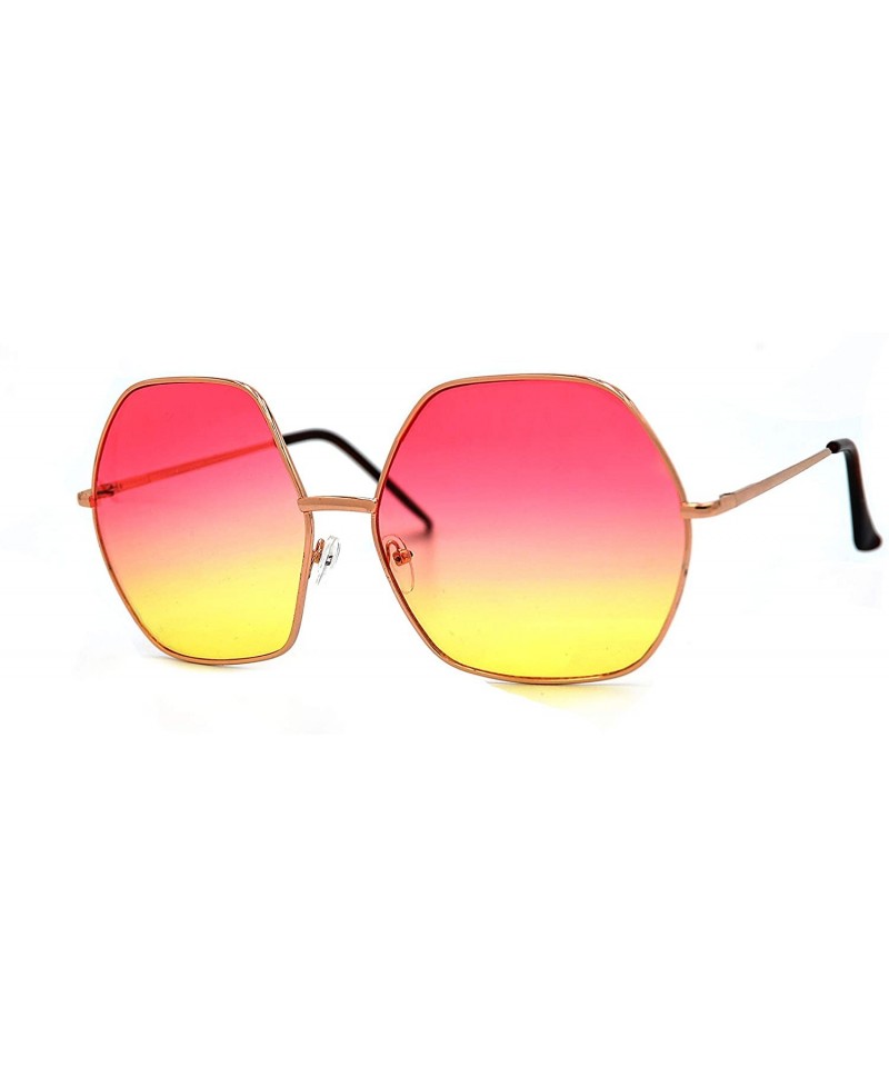 Oversized Women Oversized Hexa Fashion Sunglasses P4147 - Gold Pink Yellow - CU18MHGC52G $9.80