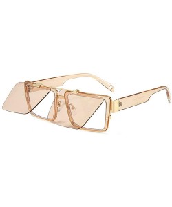 Oversized Blocking Eyeglasses Double Sunglasses Eyewear - Champagne - C718XUT3YYU $13.36