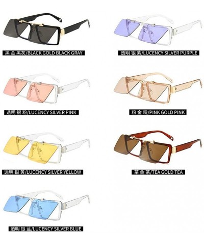 Oversized Blocking Eyeglasses Double Sunglasses Eyewear - Champagne - C718XUT3YYU $13.36