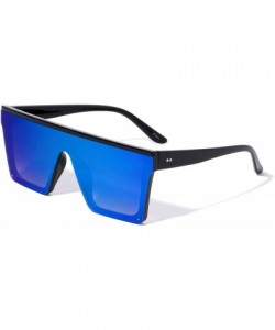 Shield Bologna Geometric Wide Flat Top Shield Sunglasses - Blue - C61975XIH62 $16.66