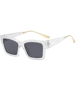 Square Designer Sunglasses Vintage Oversized Diamond - Clear&black - CH18AISOL94 $12.72