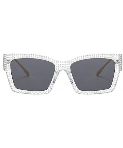 Square Designer Sunglasses Vintage Oversized Diamond - Clear&black - CH18AISOL94 $12.72