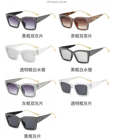 Square Designer Sunglasses Vintage Oversized Diamond - Clear&black - CH18AISOL94 $12.72