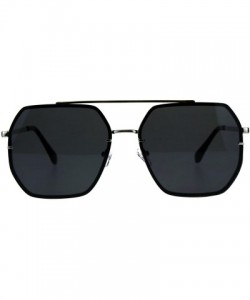 Rimless Mens Rimless Oversize Designer Fashion Metal Rim Sunglasses - Silver Black - CN18CMOZ4MA $15.92