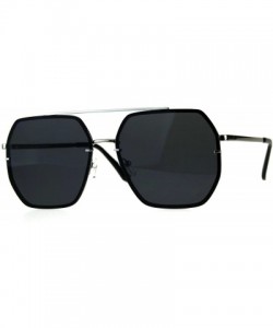 Rimless Mens Rimless Oversize Designer Fashion Metal Rim Sunglasses - Silver Black - CN18CMOZ4MA $15.92