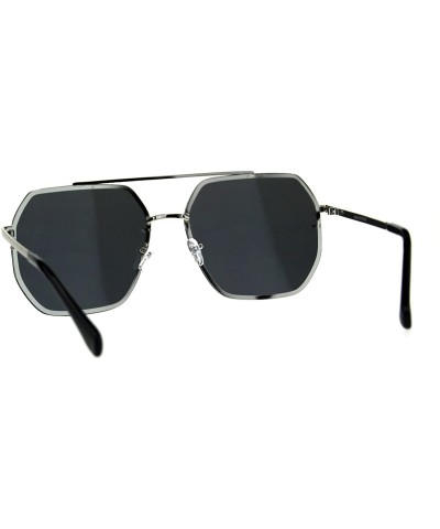 Rimless Mens Rimless Oversize Designer Fashion Metal Rim Sunglasses - Silver Black - CN18CMOZ4MA $15.92